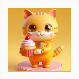 Cat With Cupcake Canvas Print