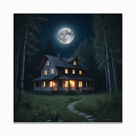 Full Moon In The Woods Canvas Print