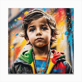 Boy With Paint Splatters Canvas Print