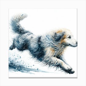 Dog In Motion, Dog Watercolour Art Print 2 Canvas Print