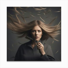 Woman Blowing Her Hair Canvas Print