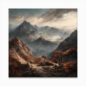 Chinese Mountains Landscape Painting (9) Canvas Print