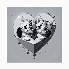 Kittens In A Heart Love Canvas Print