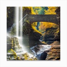 Waterfall In The Fall Canvas Print