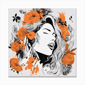 Girl With Flowers Canvas Print