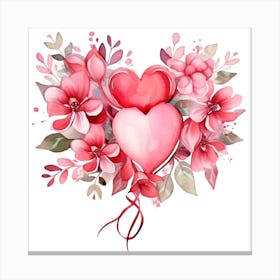 Watercolor Valentine'S Day Card Canvas Print