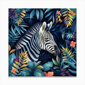 Zebra In The Jungle 1 Canvas Print