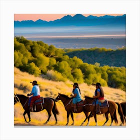 Four Cowboys On Horseback Canvas Print