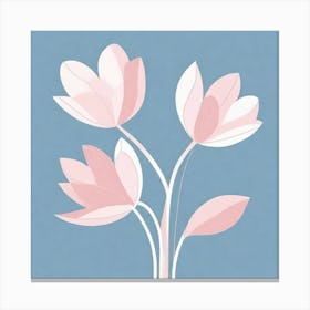 A White And Pink Flower In Minimalist Style Square Composition 485 Canvas Print