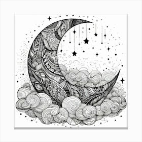 Moon And Clouds 2 Canvas Print