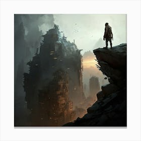 Man Standing On A Cliff Canvas Print