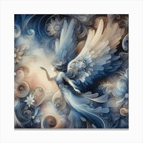 Abstract Angel S Apparition With Flower Decoration Pastel Color Paint Canvas Print