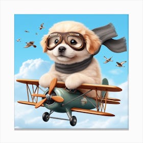 Cute dog in airplane 3D render Canvas Print