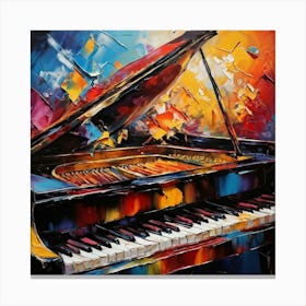 An Ultra High Definition Bohemian Oil Painting Featuring An Abstract Piano Close Up Filled With Vib 766092365 (3) Canvas Print