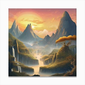 A Surreal Mountain Landscape At Dawn (3) Canvas Print