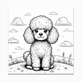 Line Art poodle dog 2 Canvas Print