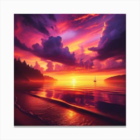 Sunset Over The Ocean Canvas Print