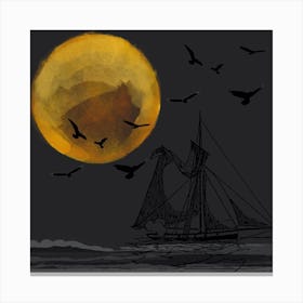 Sailing Sally Sailboat- Dark/Grey/Yellow Canvas Print
