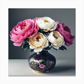 Peonies In A Vase Canvas Print