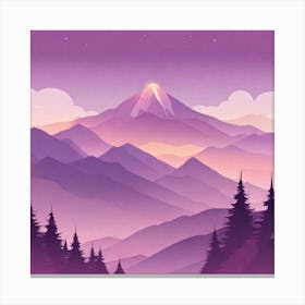 Misty mountains background in purple tone Canvas Print