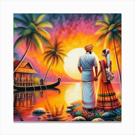 Indian Couple At The Beach Canvas Print