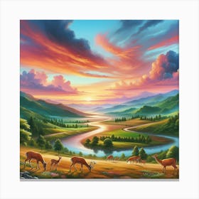 Sunset In The Mountains Canvas Print