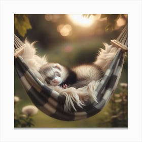 Ferret Sleeping In A Hammock 2 Canvas Print