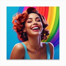 Rainbow Woman Smiling Canvas Print