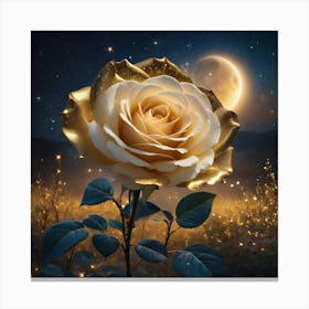 Golden Rose At Night Canvas Print
