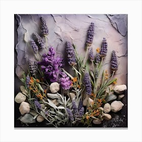 Lavender And Rocks Canvas Print