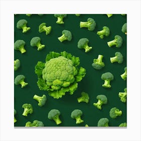 Green Broccoli On A Green Background Canvas Print