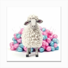Sheep In Pink And Blue Canvas Print