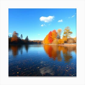 Autumn Leaves In A Lake Canvas Print