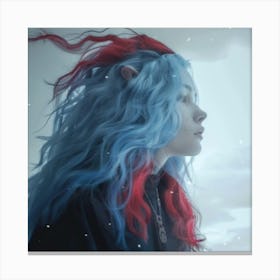 Blue Haired Girl Canvas Print
