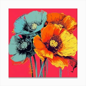 Andy Warhol Style Pop Art Flowers Poppy 3 Square Canvas Print
