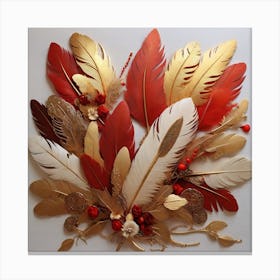 Golden and red feathers Canvas Print