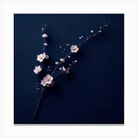 "Midnight Blossom Whisper"  On a canvas of deep blue, paper art cherry blossoms emerge with a lifelike delicacy, their pale petals and buds arranged on slender branches that evoke the first whisper of spring after a long winter.  This piece offers a striking contrast of color and a celebration of renewal, perfect for adding a touch of refined elegance to any collection. The art embodies the fleeting beauty of blossoms under the tranquil night sky, promising a serene ambiance and a touch of nature's grace. Canvas Print