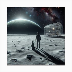 Man On The Moon With His Dog 1 Canvas Print