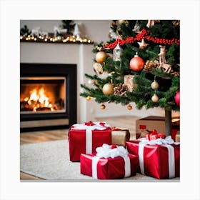 Christmas Tree With Presents 39 Canvas Print