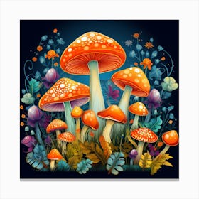 Mushrooms And Flowers 69 Canvas Print