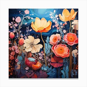 Flowers In The Night Canvas Print
