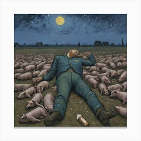 The Twilight Trance: Pigs in Pandemonium Pigs Canvas Print