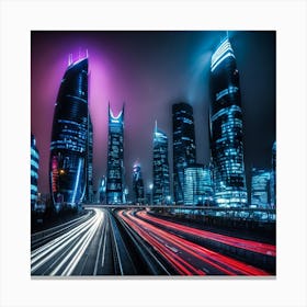 Cityscape At Night Canvas Print