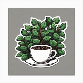 Coffee Cup With Leaves 4 Canvas Print