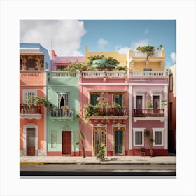 Colorful Houses In Cuba 1 Canvas Print