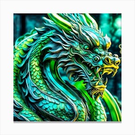 Teal, Green Glass Dragon Canvas Print