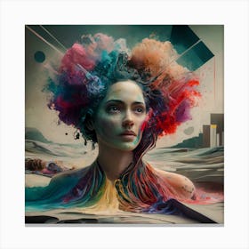 Woman With Colorful Hair 2 Canvas Print