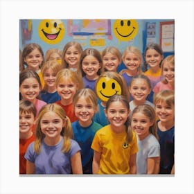Photo Medium Shot Smiley Kids In School Gym 2 Canvas Print