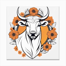 Floral Low Poly Taurus (2) Canvas Print