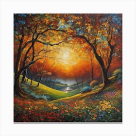 Sunset In The Forest Canvas Print